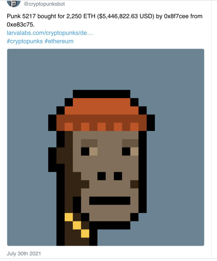 一幅被以545万美元成交的Crypto Punk 一幅被以545万美元成交的Crypto Punk