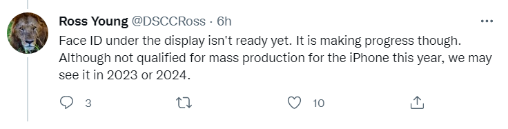 消息称苹果iPhone 14 Pro采用“感叹号”打孔,无缘屏下Face ID