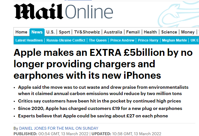 库克赚翻了！苹果不送充电器和耳机后，节省成本超400亿元