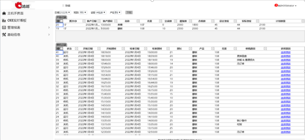 生产现场管理界面展示