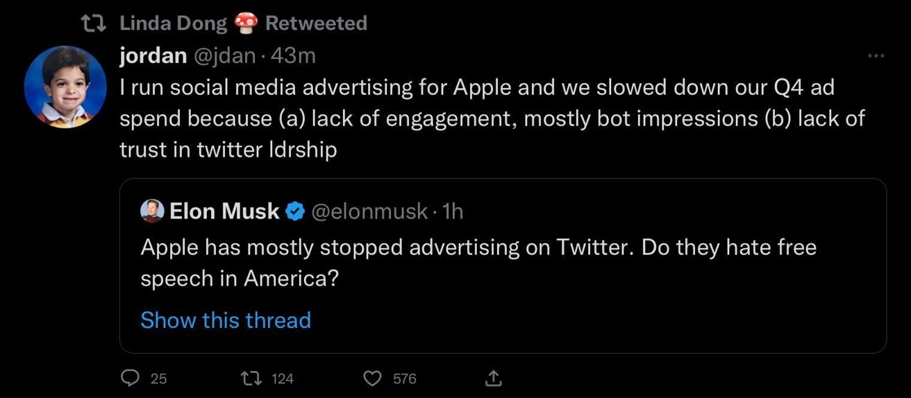 埃隆·马斯克称苹果已"基本停止"在Twitter上提供广告 并提出内容节制要求