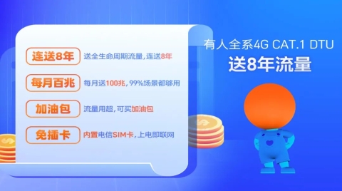 【有人@你】：4G DTU不用买卡啦！不用充值啦！