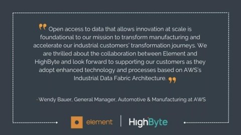 Element和HighByte合作推出基于AWS工业数据结构产品的集成解决方案