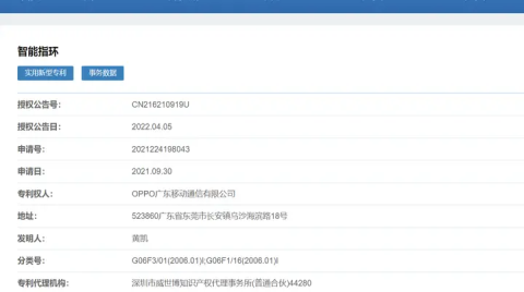 OPPO 智能指环专利获授权，显示屏可拉伸